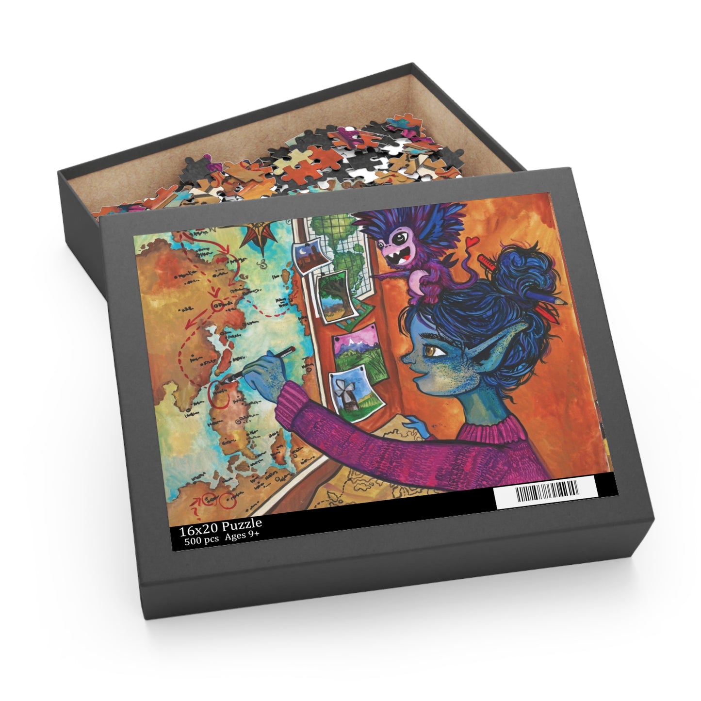 "She Mapped A Course" – Inspirational Puzzle #7 of 13-part series of transformational "Portal Puzzles" made from artwork from the book "But I Want To FLY!" (120/252/500-Piece)
