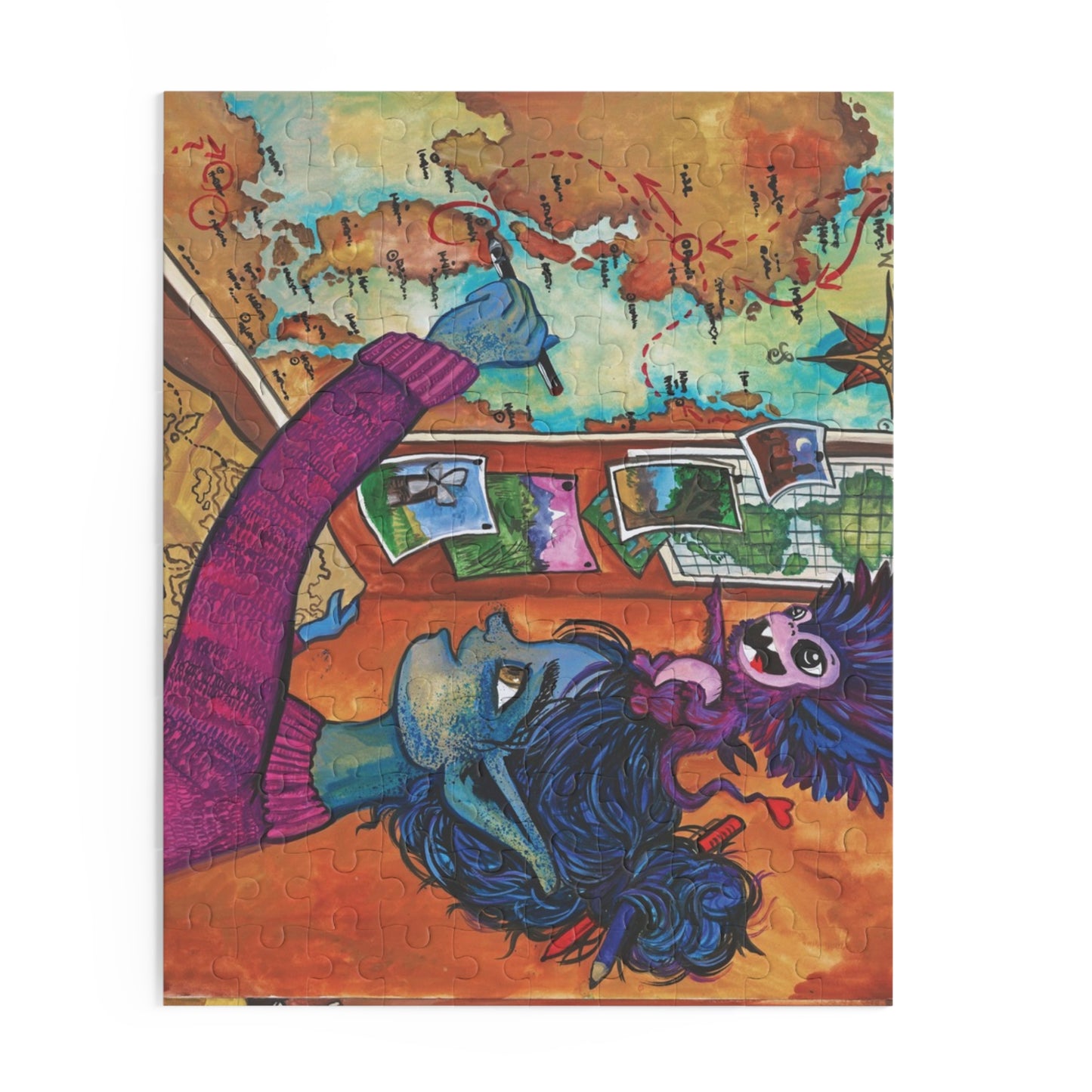 "She Mapped A Course" – Inspirational Puzzle #7 of 13-part series of transformational "Portal Puzzles" made from artwork from the book "But I Want To FLY!" (120/252/500-Piece)