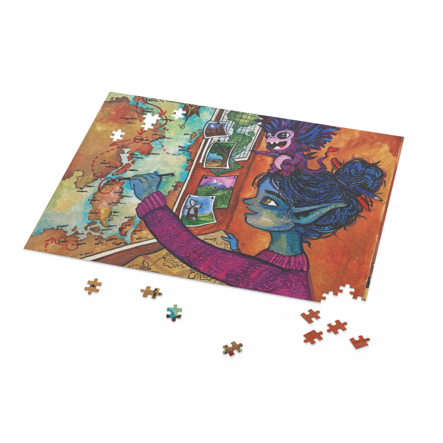 "She Mapped A Course" – Inspirational Puzzle #7 of 13-part series of transformational "Portal Puzzles" made from artwork from the book "But I Want To FLY!" (120/252/500-Piece)